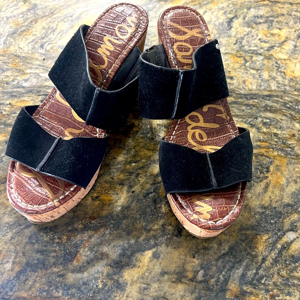 Sam Edelman black suede wedge sandals